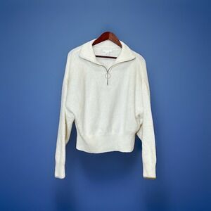 Pretty White H&M Half Zip Furry Pullover Sweater Soft Medium Women's Juniors